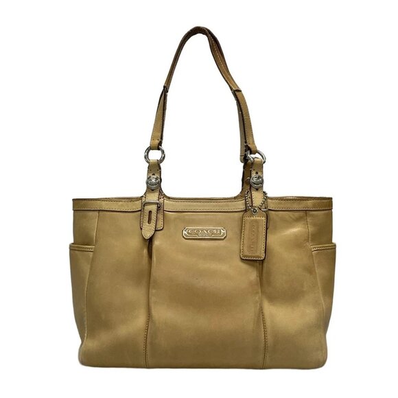 COACH Gallery Leather East West Tote Light Brown Leather - Handbag - Picture 1 of 10